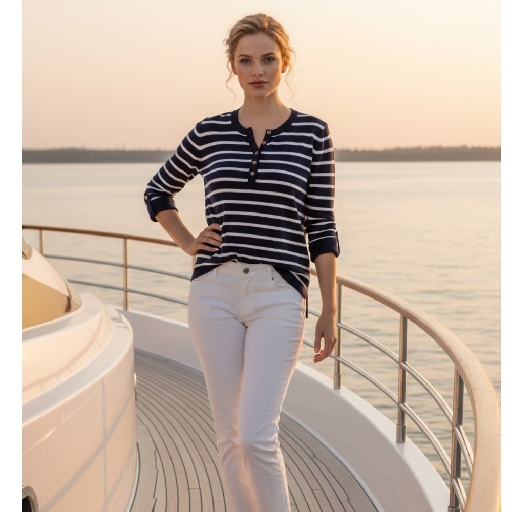 Lilly Pulitzer XXS‎ Navy/White Striped Faraway Sweater Size XXS NWT $128